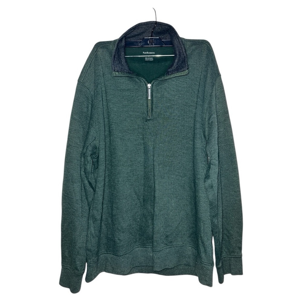 Van Heusen Green Pullover Quarter-Zip Sweater Size L ✨ Like New Condition ✨